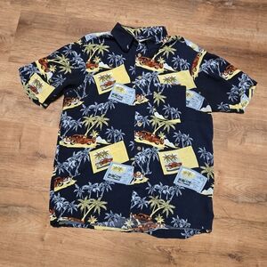Knightsbridge Men's Navy Tropical Classic Car Print Button Down Shirt Size Large
